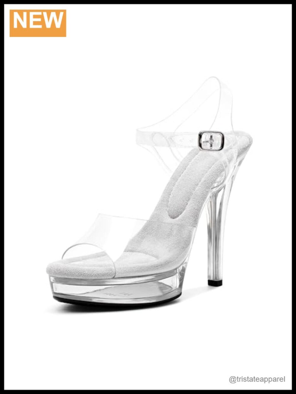 Women's Clear Platform Stiletto Heels Ankle Strap Pole Dancing Shoes